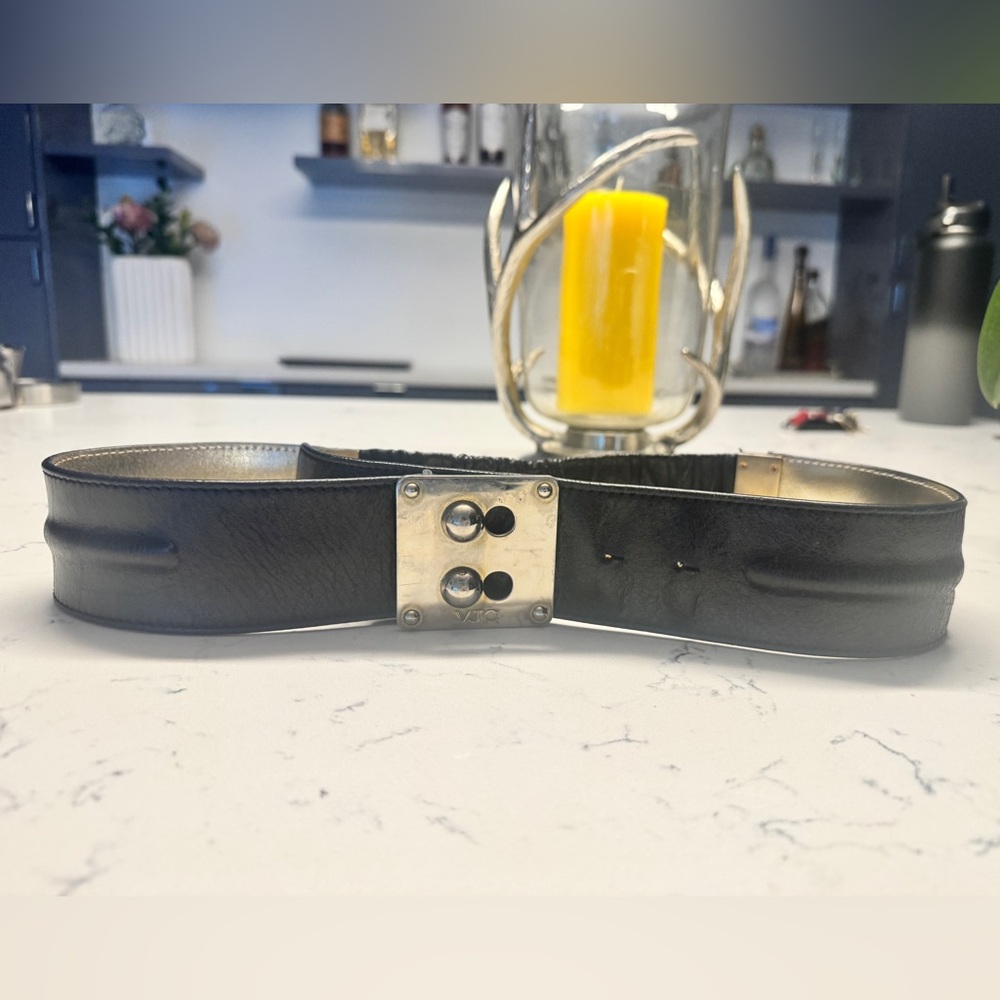 Versace black leather belt